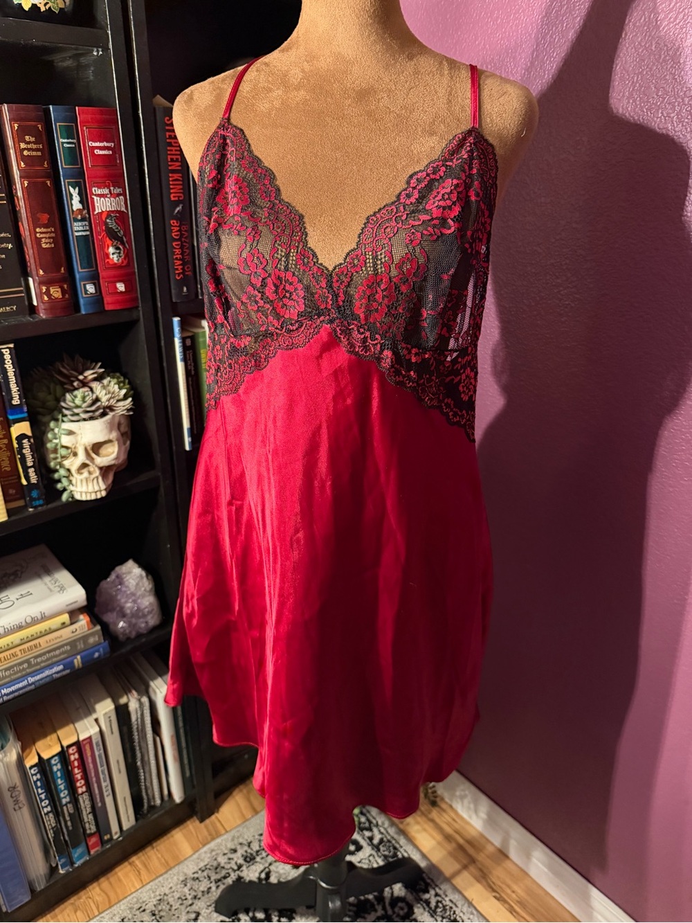 Joyspun red satiny chemise
